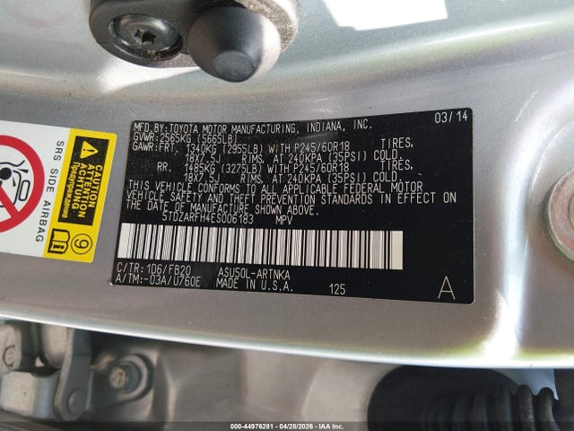 Продажа на аукционе авто 2014 Toyota Highlander Le, vin: 5TDZARFH4ES006183, номер лота: 44976281