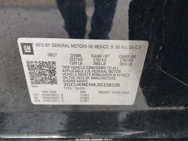 Aukcja sprzedaży 2018 Chevrolet Silverado 1500 Wt, vin: 3GCUKNEHXJG138326, numer aukcji: 44976326