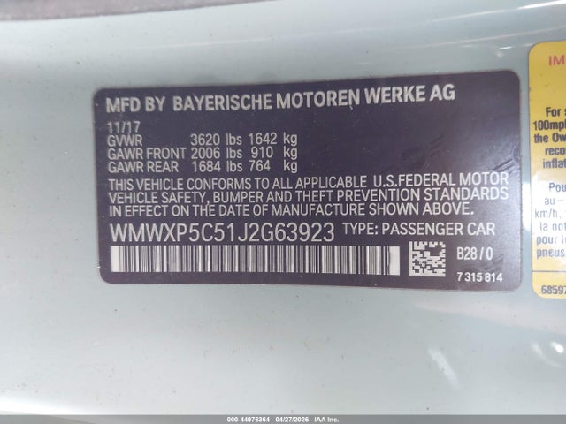 Mini Hardtop Cooper/oxford Edition 2018 WMWXP5C51J2G63923 Image 9