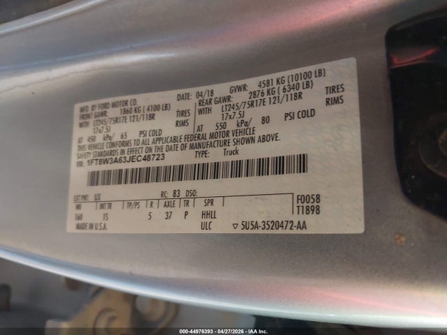 Ford F-350 Xl 2018 1FT8W3A63JEC48723 Image 9