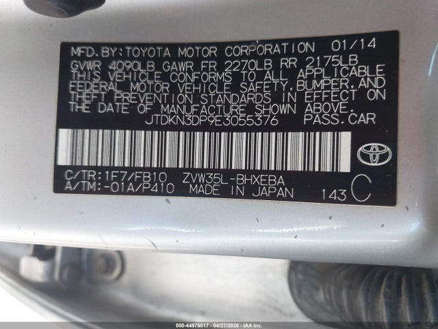 Aukcja sprzedaży 2014 Toyota Prius Plug-in, vin: JTDKN3DP9E3055376, numer aukcji: 44976517