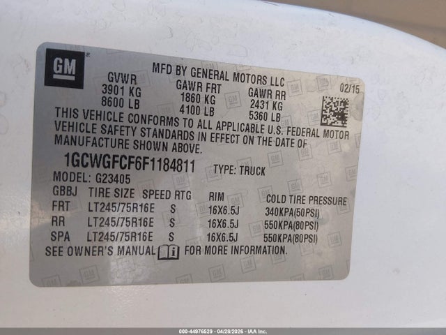 Chevrolet Express 2500 Work Van 2015 1GCWGFCF6F1184811 Image 9