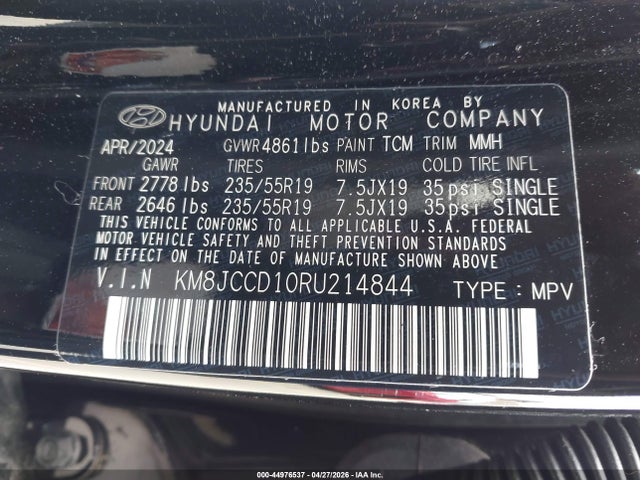 Продаж на аукціоні авто 2024 Hyundai Tucson Hybrid Sel Convenience, vin: KM8JCCD10RU214844, номер лоту: 44976537