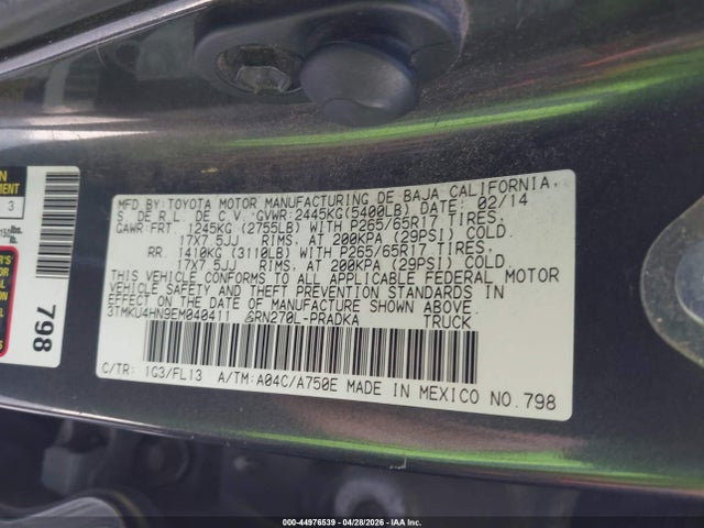 3TMKU4HN9EM040411 Toyota Tacoma Prerunner V6