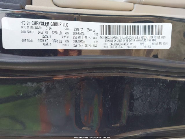 Aukcja sprzedaży 2014 Jeep Grand Cherokee Limited, vin: 1C4RJEBGXEC464060, numer aukcji: 44976546