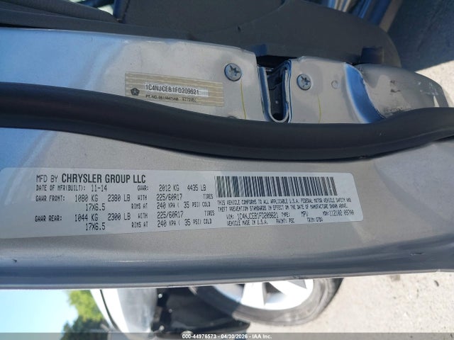 44976573 :رقم المزاد ، 1C4NJCEB1FD209621 vin ، 2015 Jeep Compass Latitude مزاد بيع