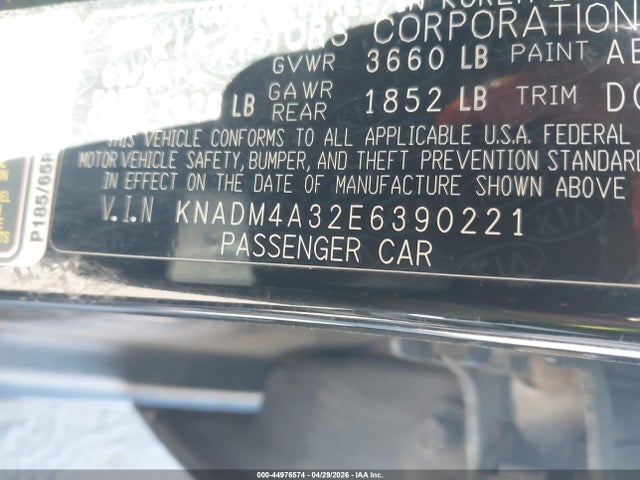 Aukcja sprzedaży 2014 Kia Rio Lx, vin: KNADM4A32E6390221, numer aukcji: 44976574