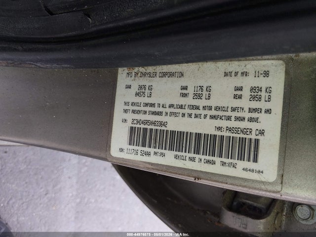 Aukcja sprzedaży 1999 Chrysler Concorde Lx, vin: 2C3HD46R5XH633642, numer aukcji: 44976575