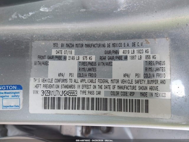 3MZBN1U7XJM245553 Mazda Mazda3 Sport