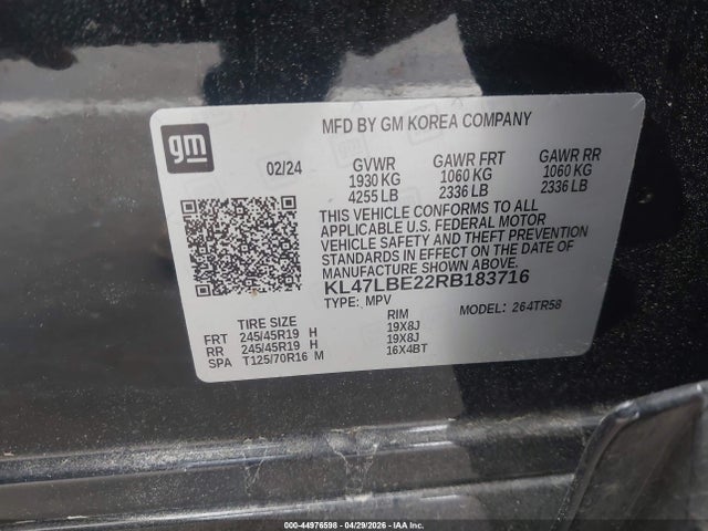 Aukcja sprzedaży 2024 Buick Envista Sport Touring Fwd, vin: KL47LBE22RB183716, numer aukcji: 44976598