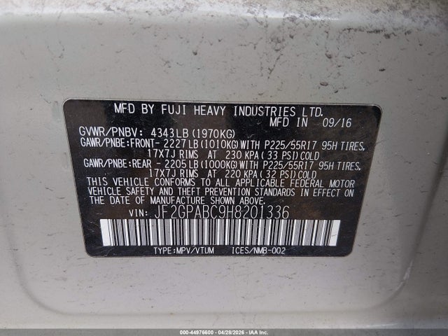 Продажа на аукционе авто 2017 Subaru Crosstrek 2.0i Premium, vin: JF2GPABC9H8201336, номер лота: 44976600