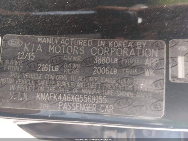 44976632 :رقم المزاد ، KNAFK4A6XG5569155 vin ، 2016 Kia Forte Lx مزاد بيع