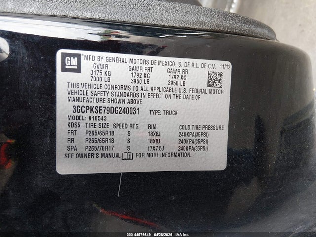 44976649 :رقم المزاد ، 3GCPKSE79DG240031 vin ، 2013 Chevrolet Silverado 1500 Lt مزاد بيع