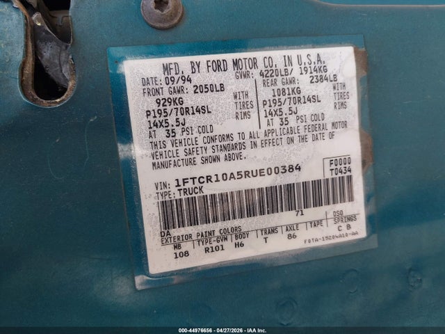 Aukcja sprzedaży 1993 Ford Ranger, vin: 1FTCR10A0PUD71194, numer aukcji: 44976656