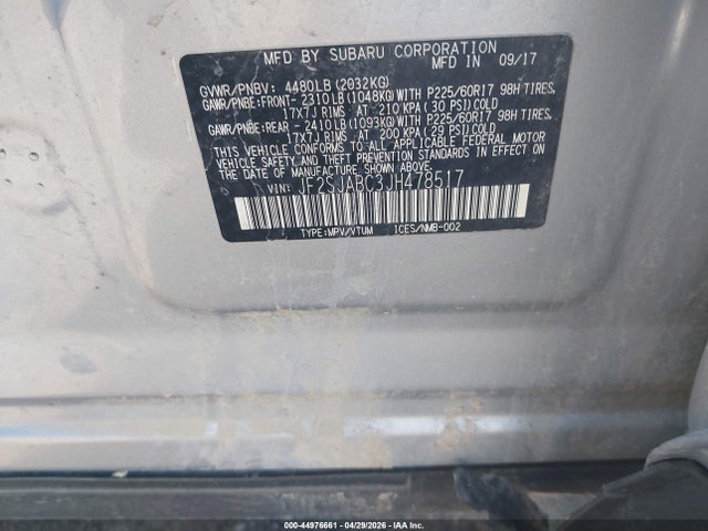 Auction sale of the 2018 Subaru Forester 2.5i, vin: JF2SJABC3JH478517, lot number: 44976661