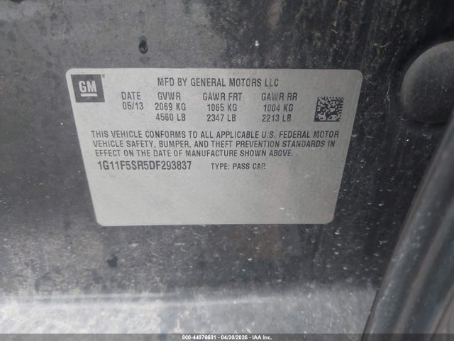 Продаж на аукціоні авто 2013 Chevrolet Malibu Eco Premium Audio, vin: 1G11F5SR5DF293837, номер лоту: 44976681