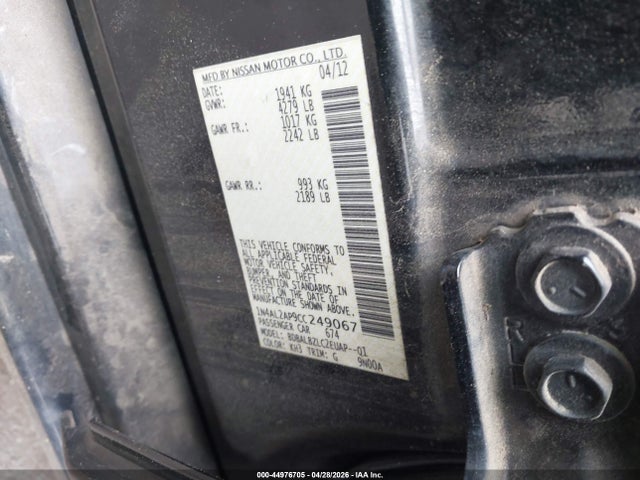 Продаж на аукціоні авто 2012 Nissan Altima 2.5 S, vin: 1N4AL2AP9CC249067, номер лоту: 44976705