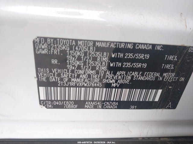 44976724 :رقم المزاد ، 2T3J1RFVXPW376445 vin ، 2023 Toyota Rav4 Adventure مزاد بيع