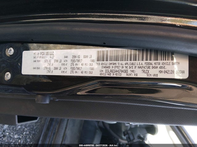 44976735 :رقم المزاد ، 3C6JR6DG4HG704365 vin ، 2017 Ram 1500 مزاد بيع