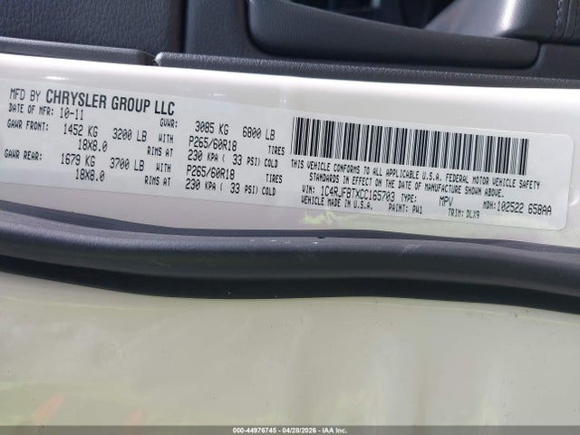 Продаж на аукціоні авто 2012 Jeep Grand Cherokee Limited, vin: 1C4RJFBTXCC165703, номер лоту: 44976745