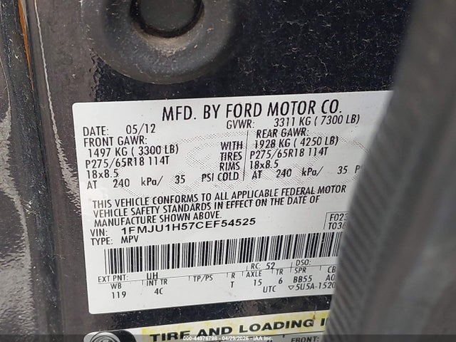 Aukcja sprzedaży 2012 Ford Expedition Xlt, vin: 1FMJU1H57CEF54525, numer aukcji: 44976798