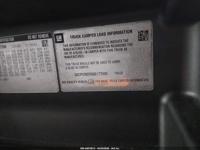 Aukcja sprzedaży 2016 Chevrolet Silverado 1500 1lt, vin: 3GCPCREC5GG177940, numer aukcji: 44976813