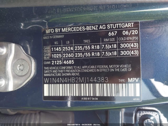 44976814 :رقم المزاد ، W1N4N4HB2MJ144383 vin ، 2021 Mercedes-benz Gla 250 4matic مزاد بيع