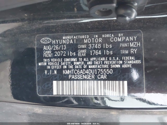Продажа на аукционе авто 2013 Hyundai Veloster Base W/black, vin: KMHTC6AD4DU175550, номер лота: 44976856