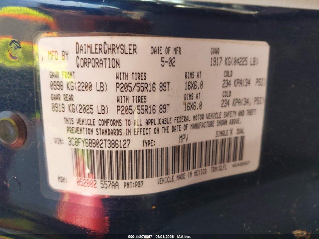 Продаж на аукціоні авто 2002 Chrysler Pt Cruiser Limited, vin: 3C8FY68B02T386127, номер лоту: 44976867