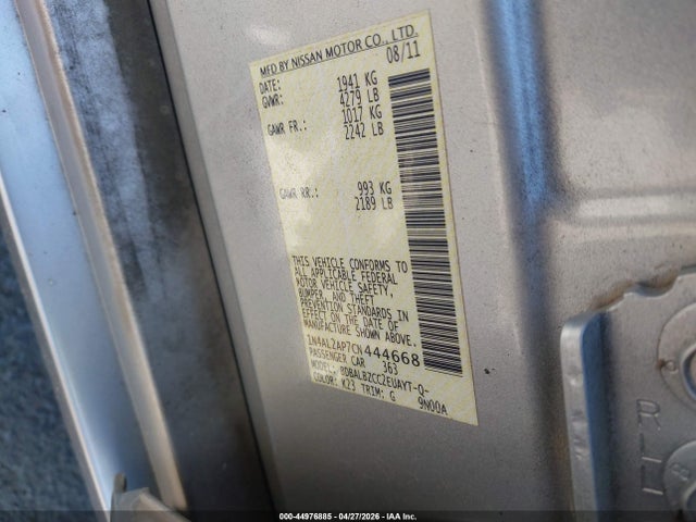 44976885 :رقم المزاد ، 1N4AL2AP7CN444668 vin ، 2012 Nissan Altima 2.5 S مزاد بيع