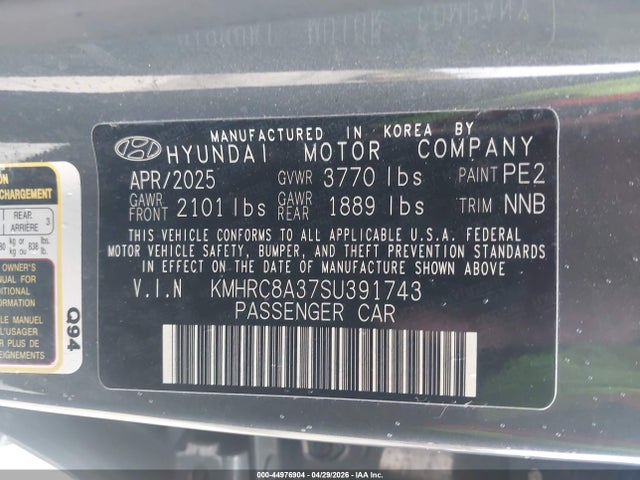 2025 Hyundai Venue Sel მანქანა იყიდება აუქციონზე, vin: KMHRC8A37SU391743, აუქციონის ნომერი: 44976904