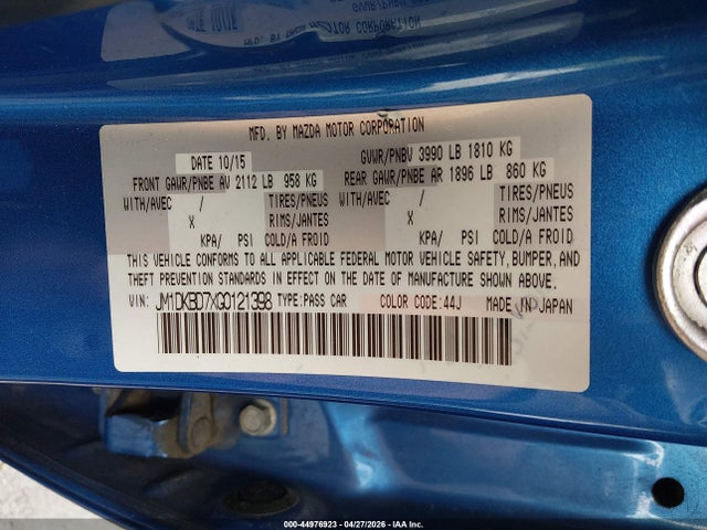 44976923 :رقم المزاد ، JM1DKBD7XG0121398 vin ، 2016 Mazda Cx-3 Grand Touring مزاد بيع