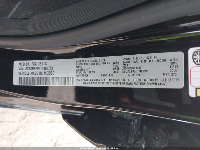 Продажа на аукционе авто 2026 Ram 1500 Big Horn  4x4 5'7 Box, vin: 3C6SRFFP3T4167788, номер лота: 44976972