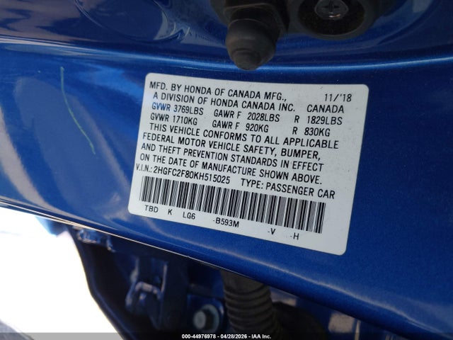 Honda Civic Sport 2019 2HGFC2F80KH515025 Image 9