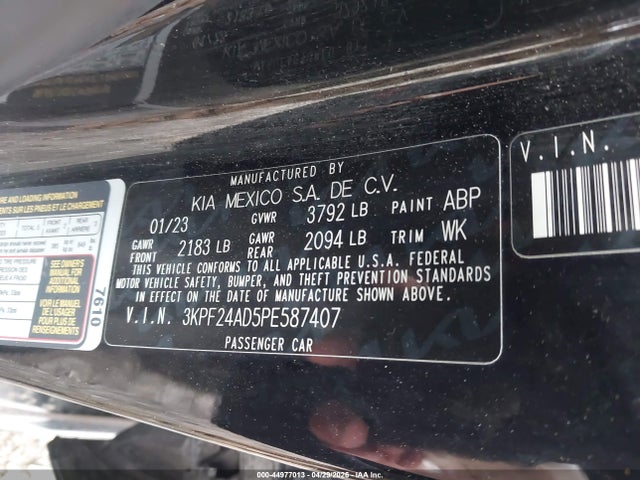Aukcja sprzedaży 2023 Kia Forte Lxs, vin: 3KPF24AD5PE587407, numer aukcji: 44977013