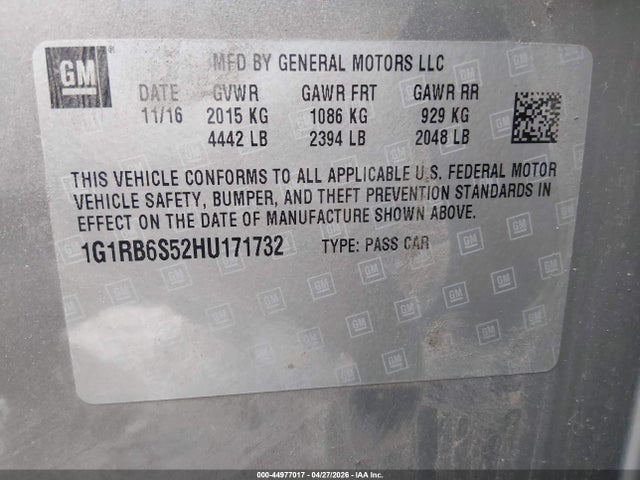 1G1RB6S52HU171732 Chevrolet Volt Premier