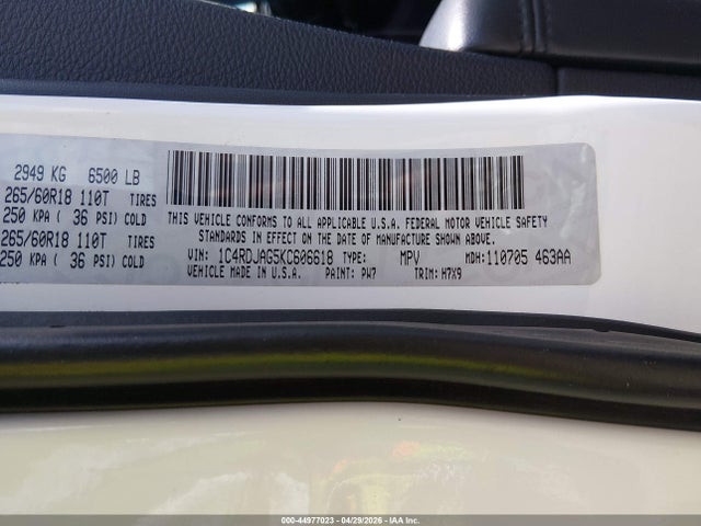 Dodge Durango Sxt Awd 2019 1C4RDJAG5KC606618 Image 9