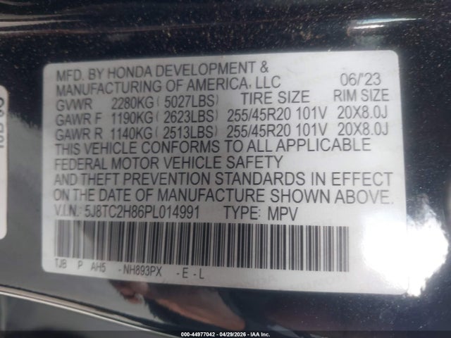 Aukcja sprzedaży 2023 Acura Rdx A-spec Advance Package, vin: 5J8TC2H86PL014991, numer aukcji: 44977042