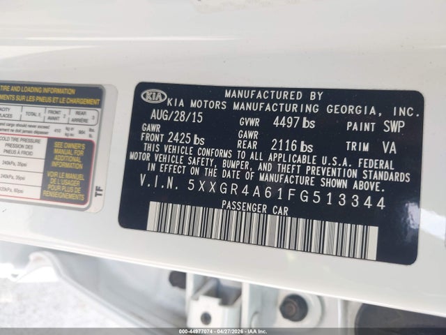 Продаж на аукціоні авто 2015 Kia Optima Sx Turbo, vin: 5XXGR4A61FG513344, номер лоту: 44977074