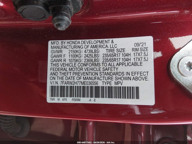 7FARW2H77ME036556 Honda Cr-v Awd Special Edition