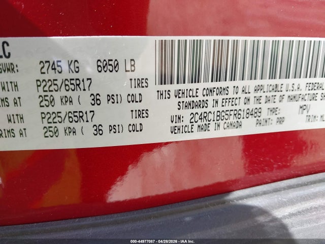 Продаж на аукціоні авто 2015 Chrysler Town & Country Touring, vin: 2C4RC1BG5FR618489, номер лоту: 44977087