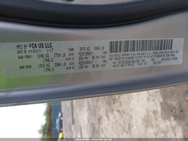 Продаж на аукціоні авто 2017 Dodge Journey Sxt, vin: 3C4PDCBG6HT581338, номер лоту: 44977098