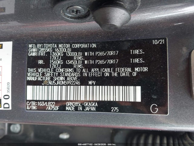 JTENU5JR0N5992246 Toyota 4runner Sr5 Premium