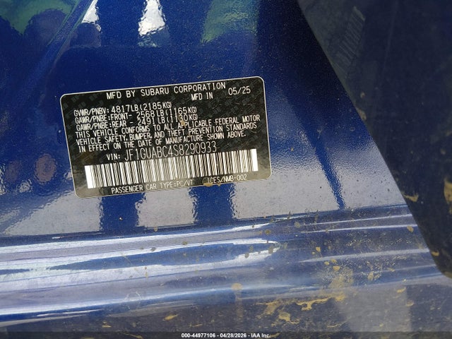 44977106 :رقم المزاد ، JF1GUABC4S8290933 vin ، 2025 Subaru Impreza Base 5-door مزاد بيع