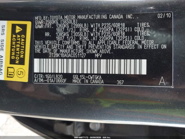 Продажа на аукционе авто 2010 Lexus Rx 350, vin: 2T2BK1BA0AC051127, номер лота: 44977172