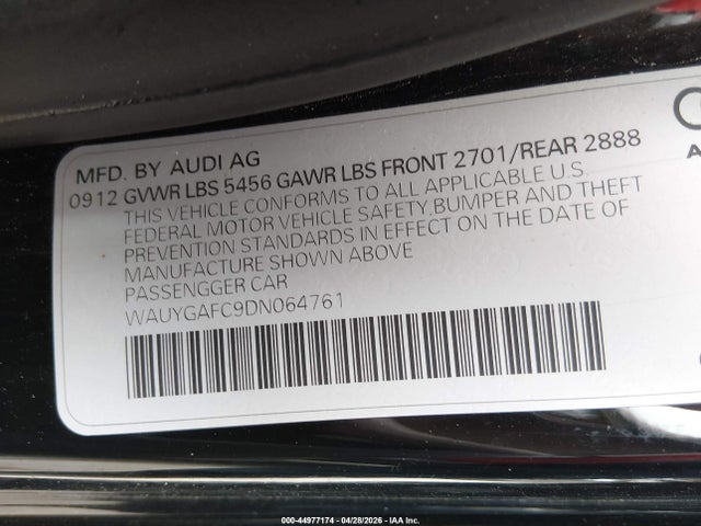 Aukcja sprzedaży 2013 Audi A7 3.0t Premium, vin: WAUYGAFC9DN064761, numer aukcji: 44977174