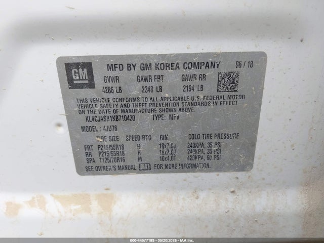 Aukcja sprzedaży 2019 Buick Encore Fwd Preferred, vin: KL4CJASB1KB710430, numer aukcji: 44977189