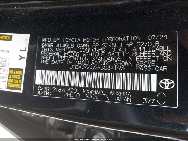 JTDACAAU9R3034193 Toyota Prius Limited