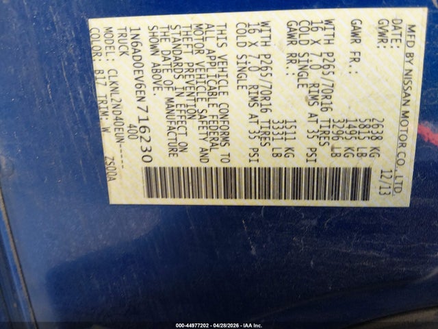 Nissan Frontier Sv 2014 1N6AD0EV6EN716230 Image 9