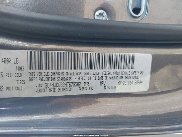 Aukcja sprzedaży 2017 Jeep New Compass Limited 4x4, vin: 3C4NJDCB2HT679582, numer aukcji: 44977248